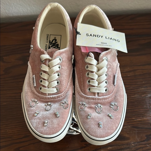 Vans X Sandy Liang Women's Pink Velvet Sneakers - Picture 2 of 6